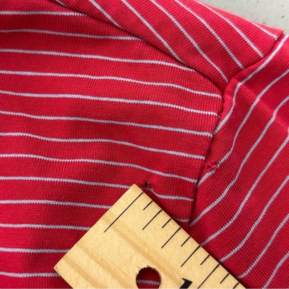 Johnnie-O Hangin' Out Red Striped Polo Short Sleeve Men's Large Shirt HOLE FLAW - Picture 6 of 11